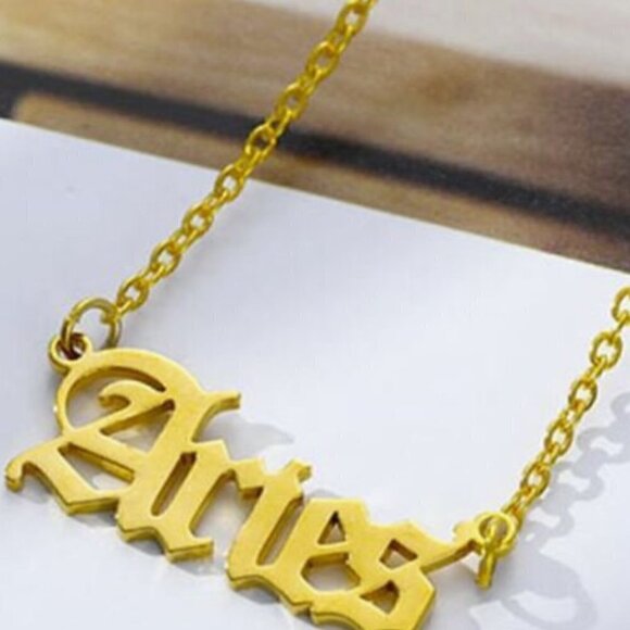 Astrological Astrology Sign Pendant Necklace Gold Plated Stainless Steel - Picture 4 of 9